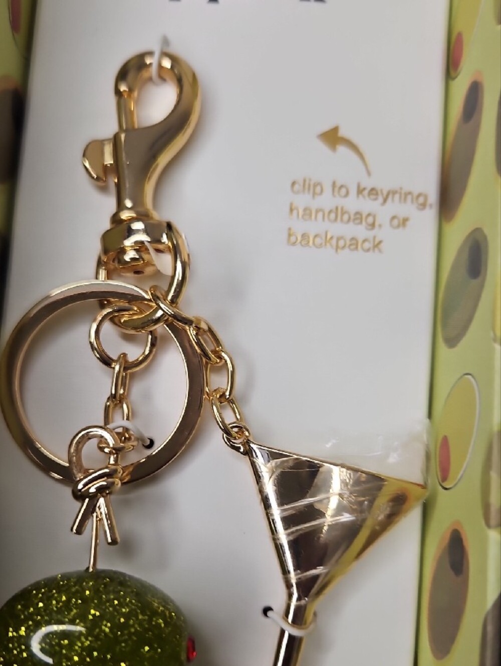 Piper-K Sparkling Olives And Gold MARTINI Keychain/ Purse Charm - NWT In Box - Picture 8 of 10